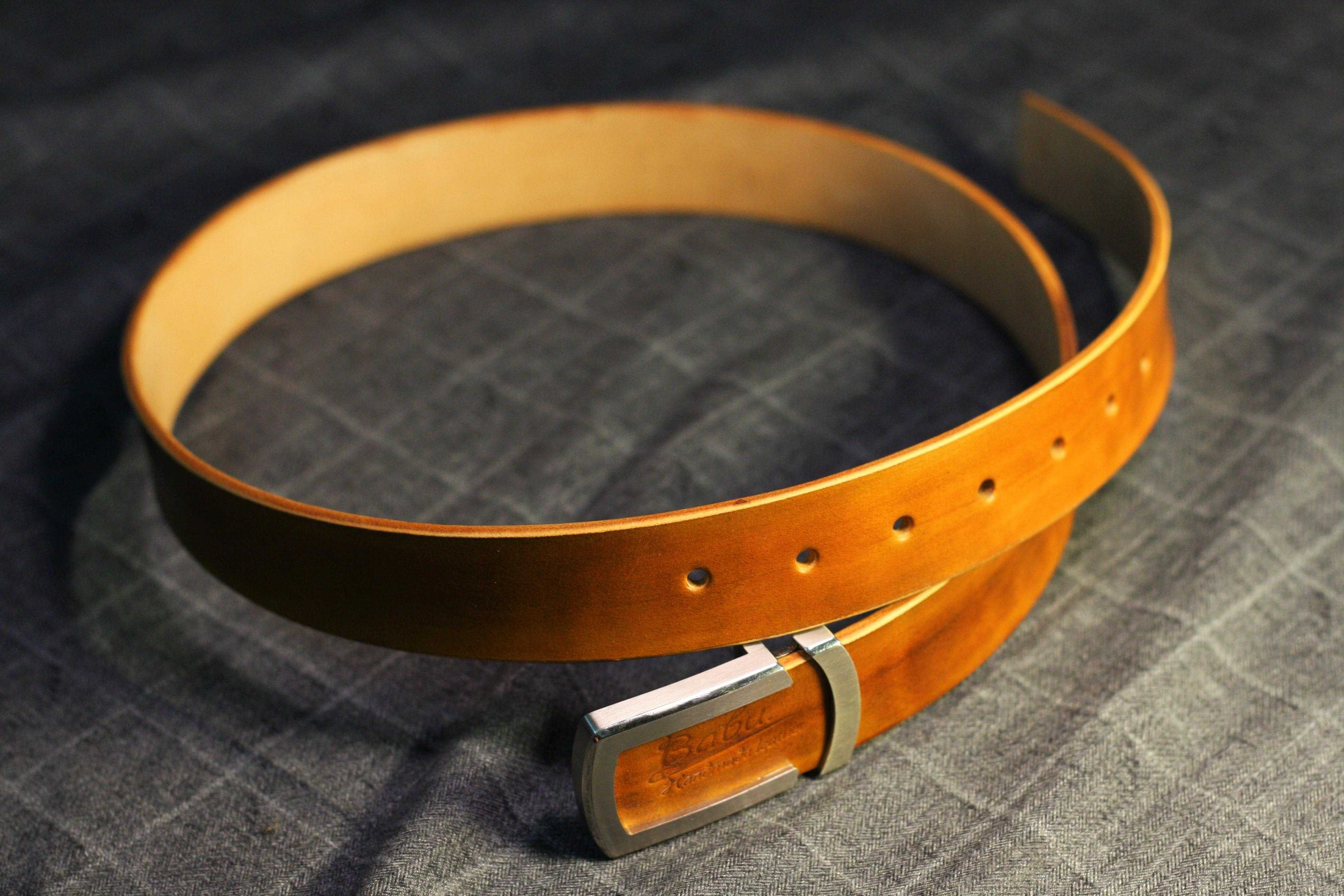 Handmade Brown Leather Belt, Vegetable Tanned Leather Belt LB028 – Babu ...