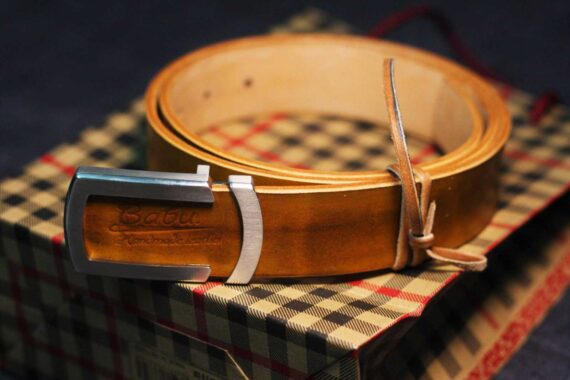 Handmade Brown Leather Belt, Vegetable Tanned Cow Leather Belt For Men ...
