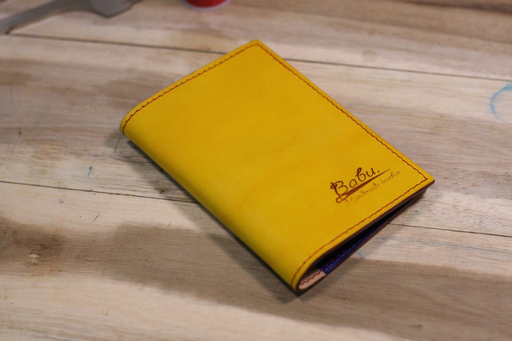 Yellow Passport holder, Vegetable tanned Leather Passport Cover, Passport  wallet PC005