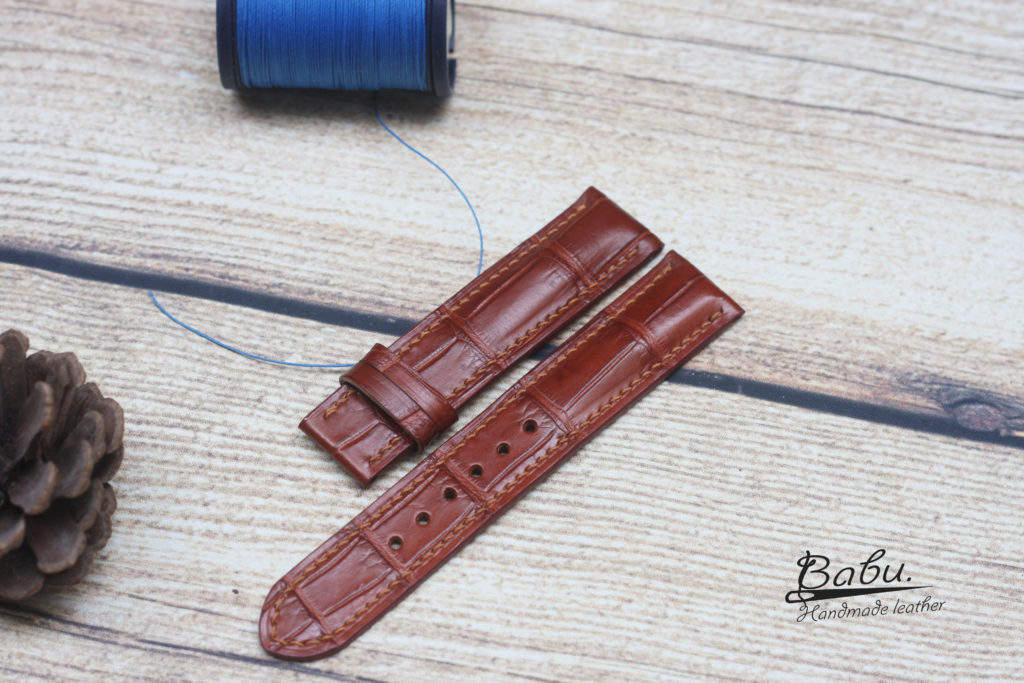 Handmade Brown Alligator watch strap