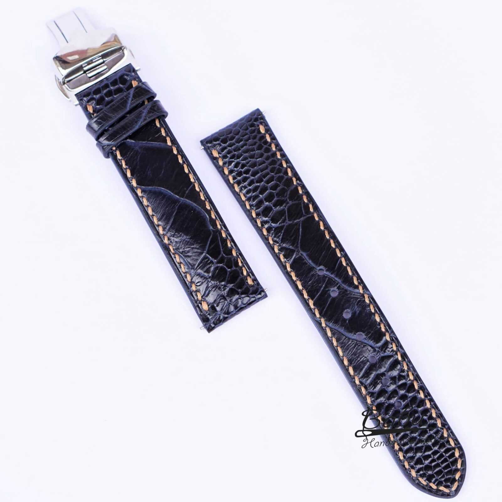 Light Blue Ostrich Leather Watch Band