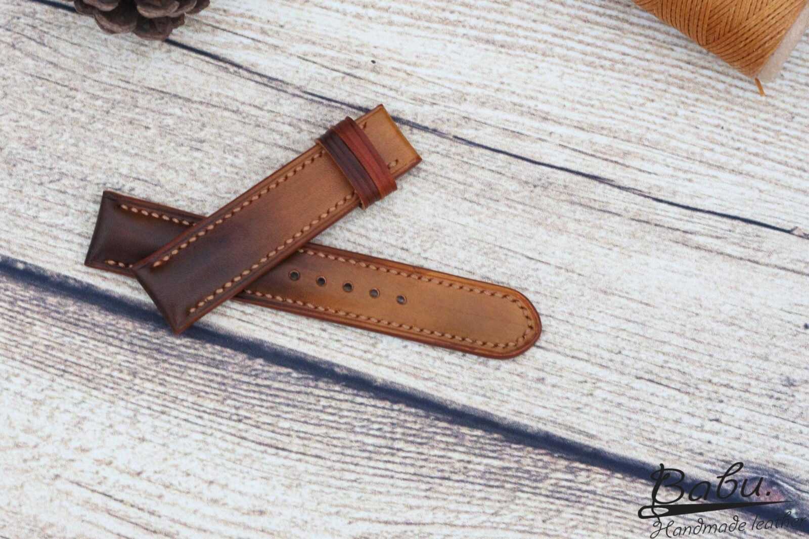 5.11 Tactical Aged Brown Handmade Vegetable Tan Leather Watch Strap Band 20mm 