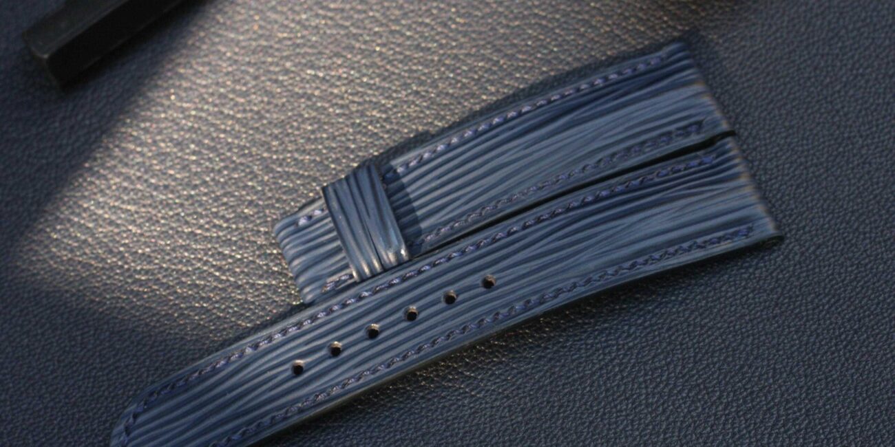 Louis Vuitton Monogram Leather Strap for Watches Brown & Blue 20mm