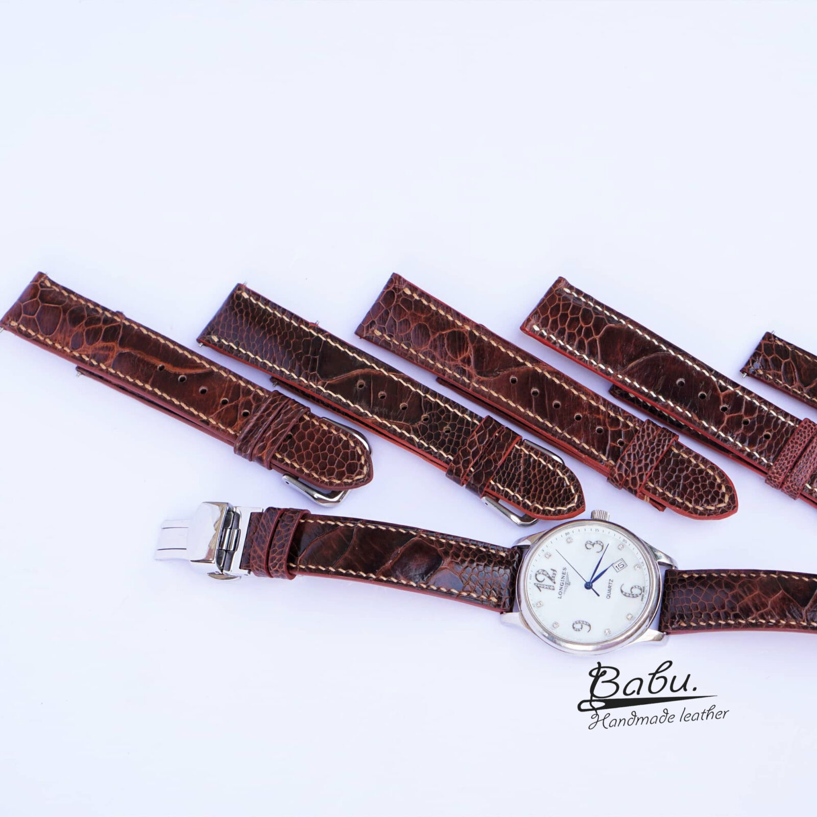  Custom Navy Blue Ostrich Leather Watch Bands Quick Release  Custom Name Engraved Watch Strap Classical Unique Gift For Men Women :  Handmade Products