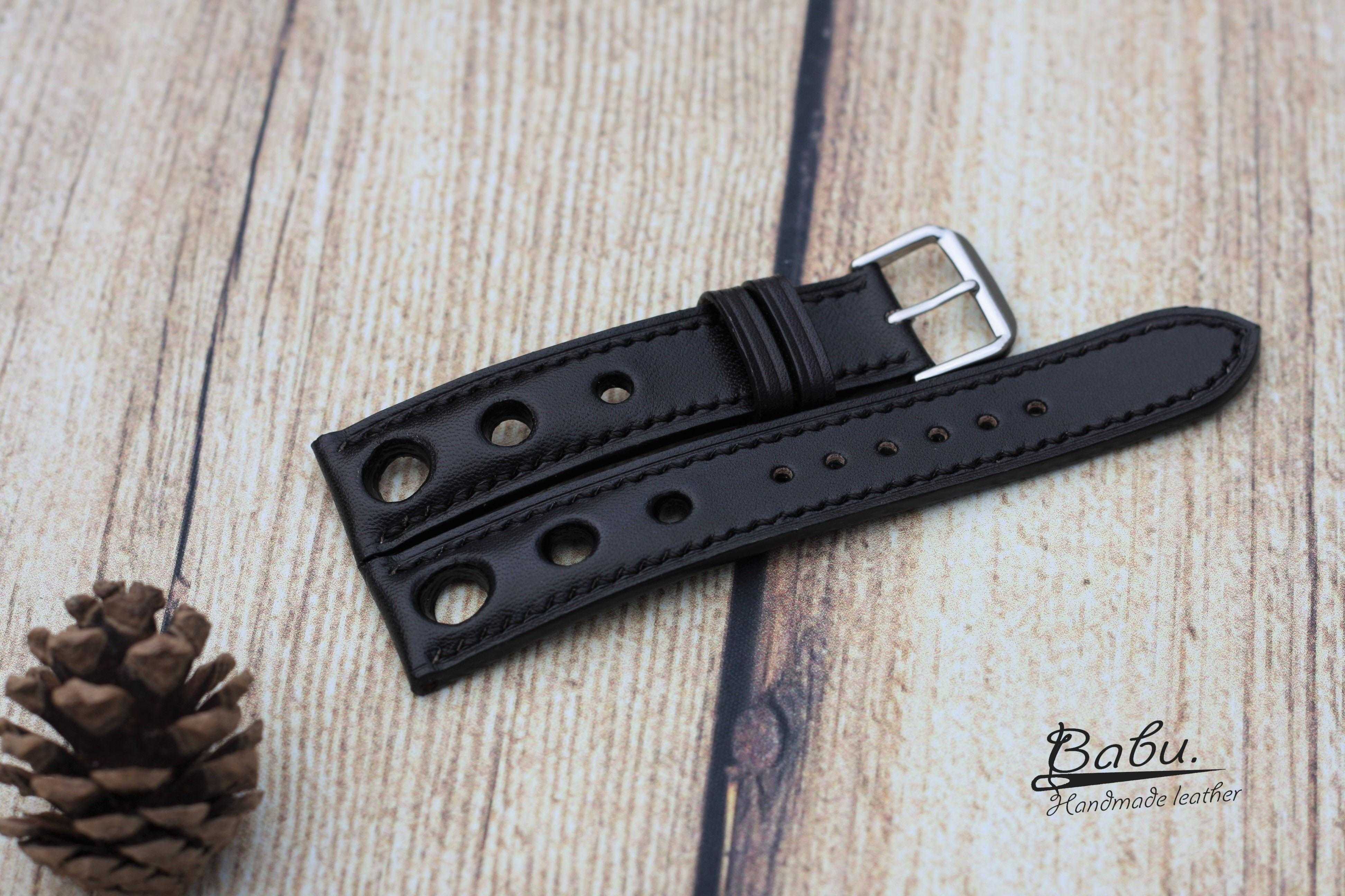 Tan Vachetta leather watch strap, Cowhide leather watch band SW059