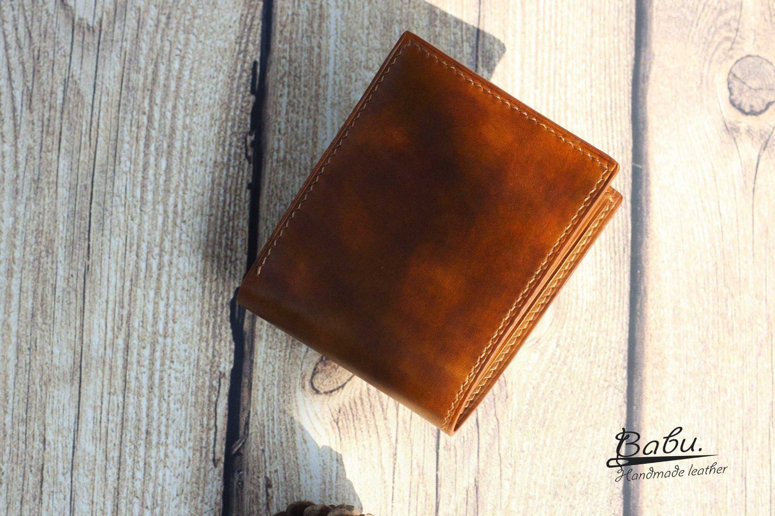 patina brown vegetable tanned leather wallet for men