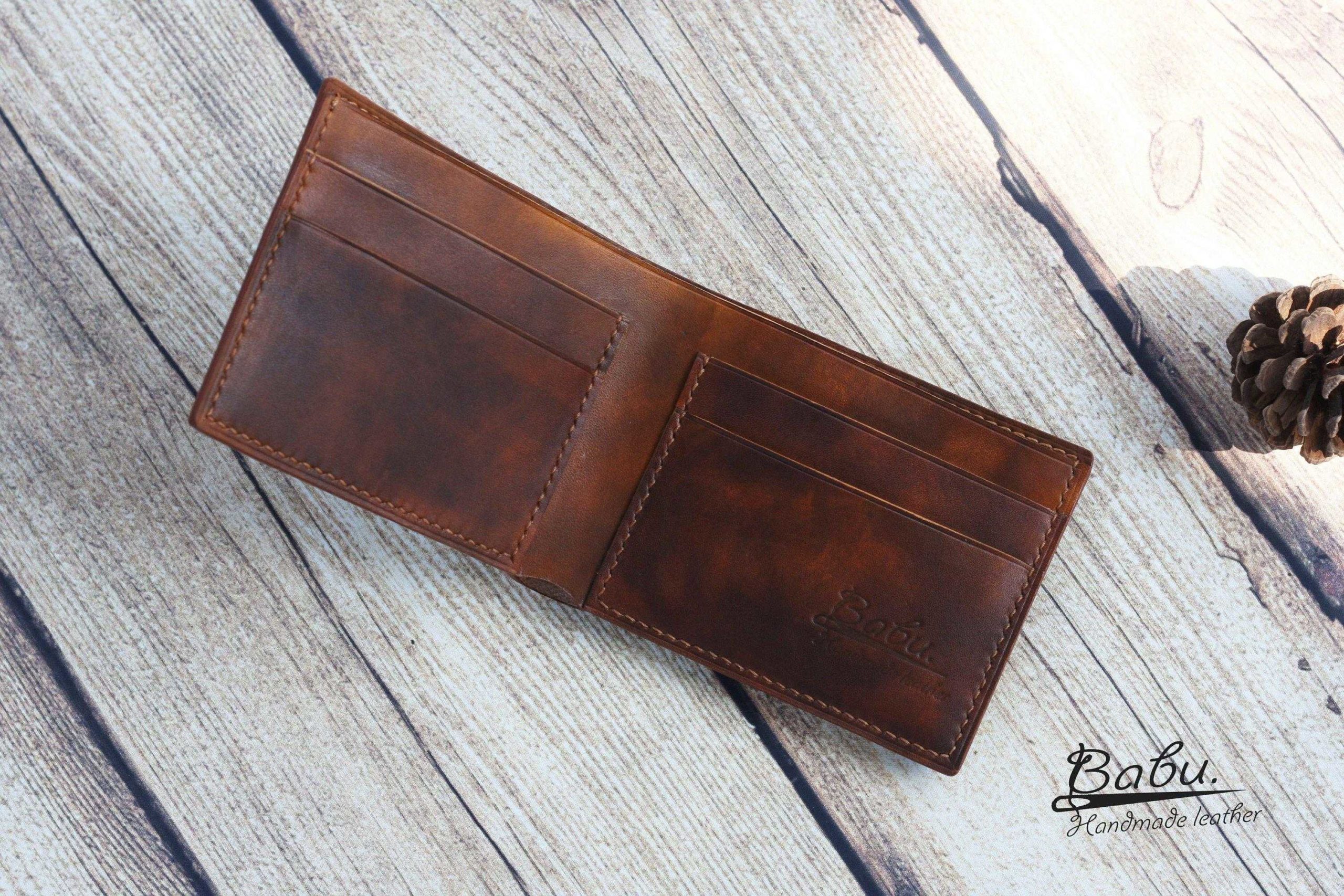 Handmade leather wallet for men, Vegetable tanned Leather wallet WL053