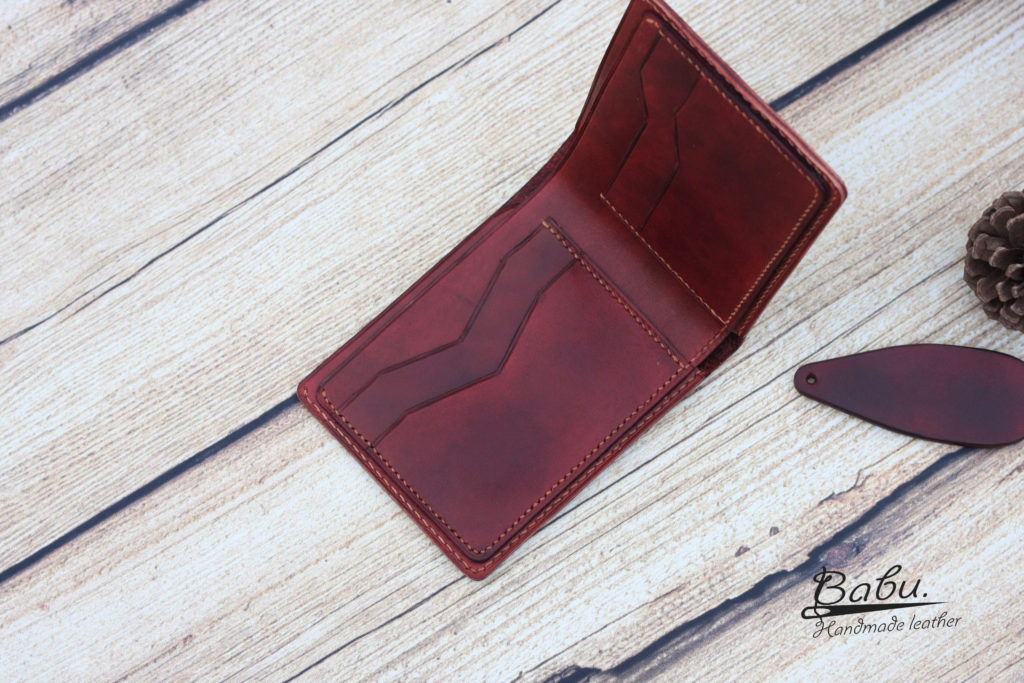 Handmade leather wallet for men, Dark Red Vegetable tanned Leather ...