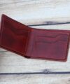Handmade leather wallet for men, Dark Red Vegetable tanned Leather wallet WL039