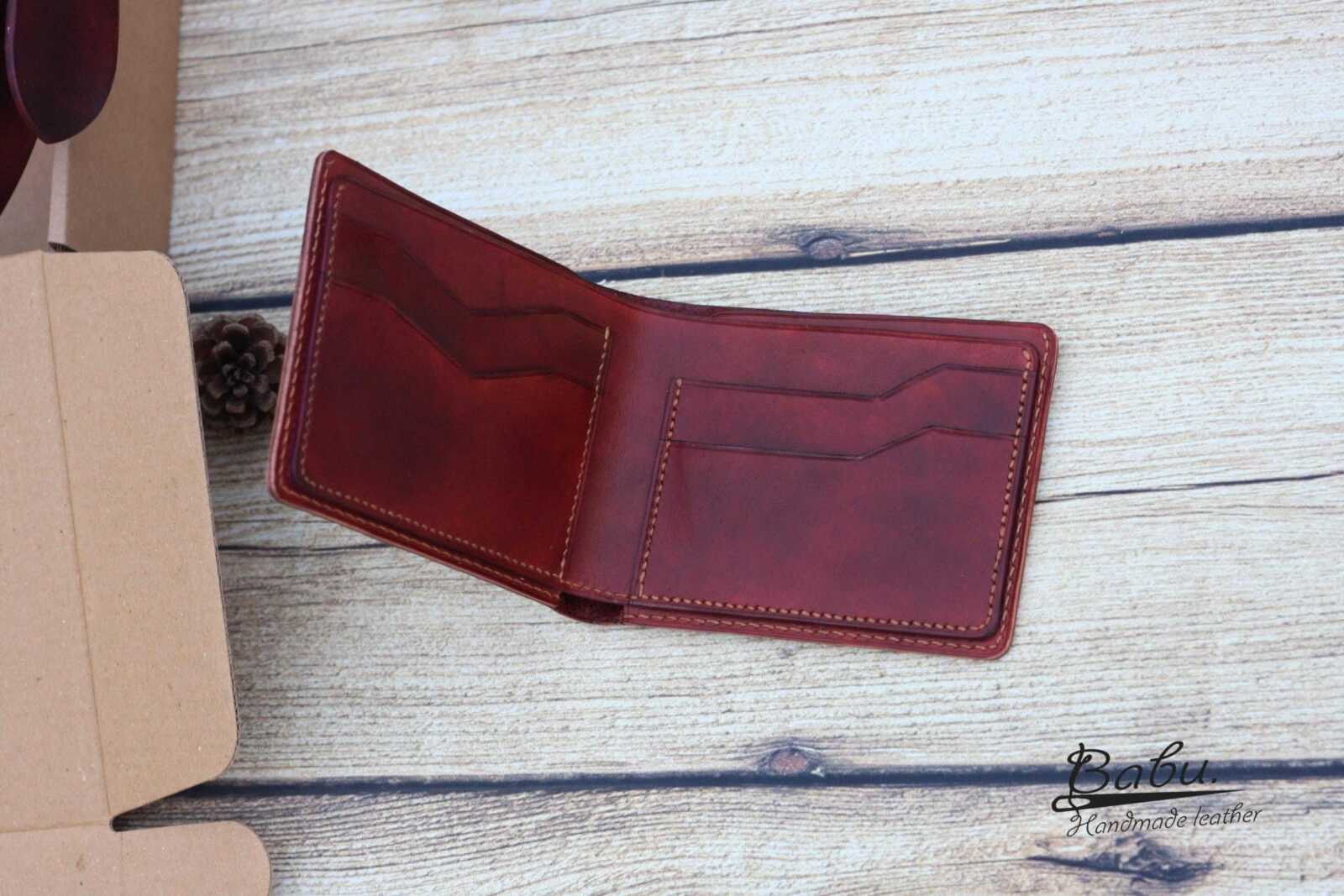 Handmade leather wallet for men, Vegetable tanned Leather wallet WL053