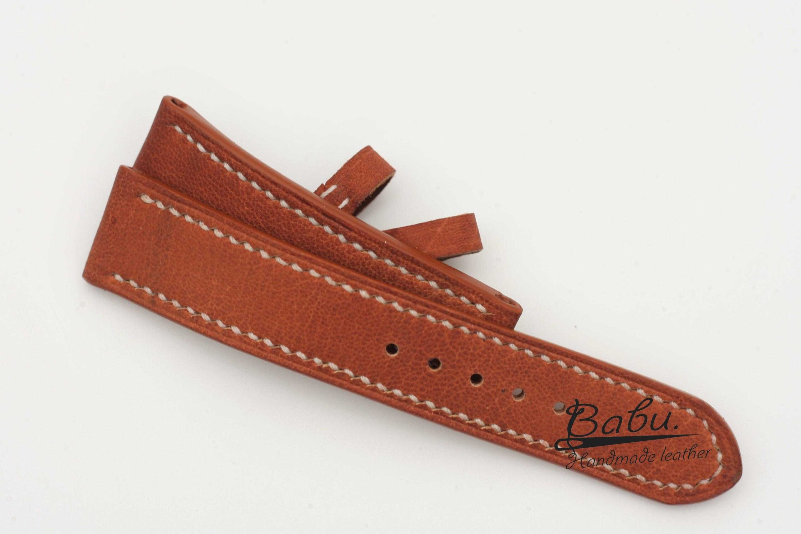 Tan Vachetta leather watch strap, Cowhide leather watch band SW059