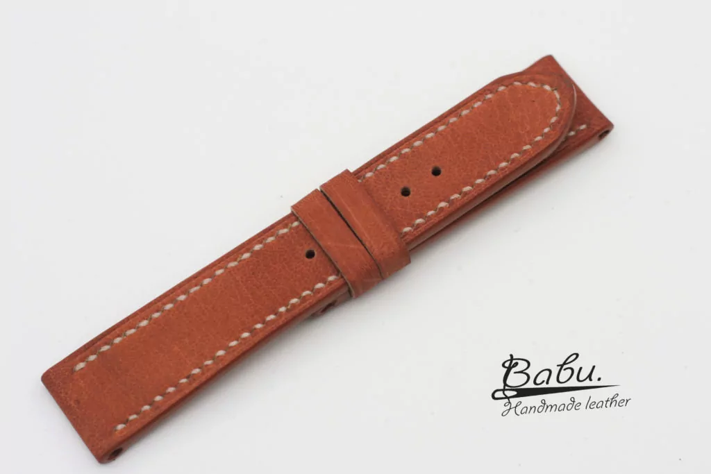 Tan Vachetta leather watch strap, Cowhide leather watch band SW059