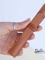 Tan Vachetta leather watch strap, Cowhide leather watch band