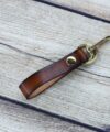 Patina Leather Keychain Belt Snap, Brown Vegetable tanned leather Key Fob KC004
