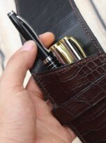 dark brown alligator pen case (10)