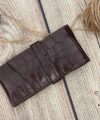 Handmade Alligator Leather pen pouch, Dark Brown leather pen holder PSC002
