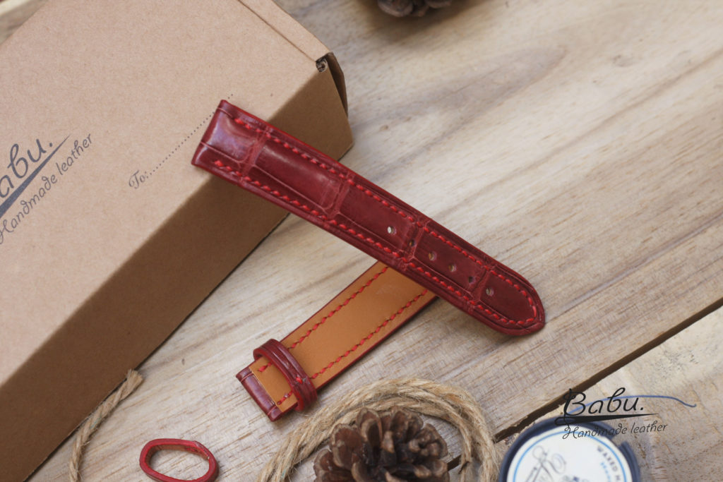 Dark Red Alligator leather watch band