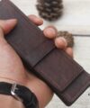 Dark Brown Cow Leather pen holder, Handmade Tuscany leather pen pouch PSC004