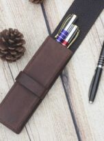 dark brown cow leather pen case (2)