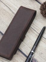 dark brown cow leather pen case (8)