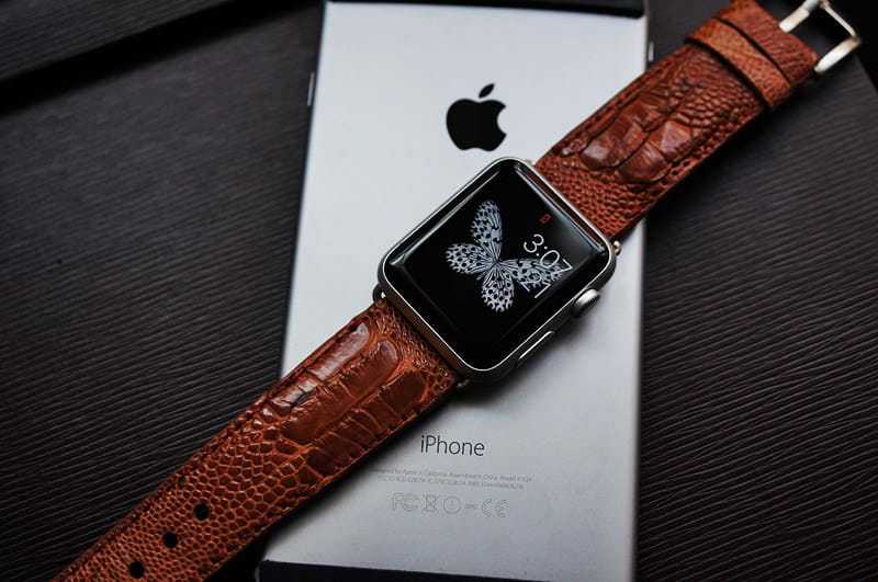 Ostrich leather watch band for apple watch