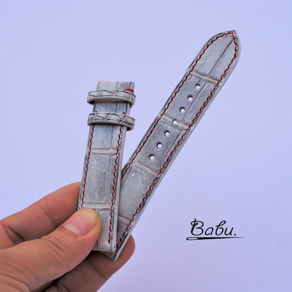 Natural white Himalayan Alligator leather watch strap