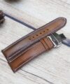 Brown Vegetable Tanned Leather Watch Band, Cow watch strap Patina style SW097
