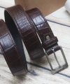 Handmade Alligator Leather Belt, Dark Brown Leather Belt For men LB038