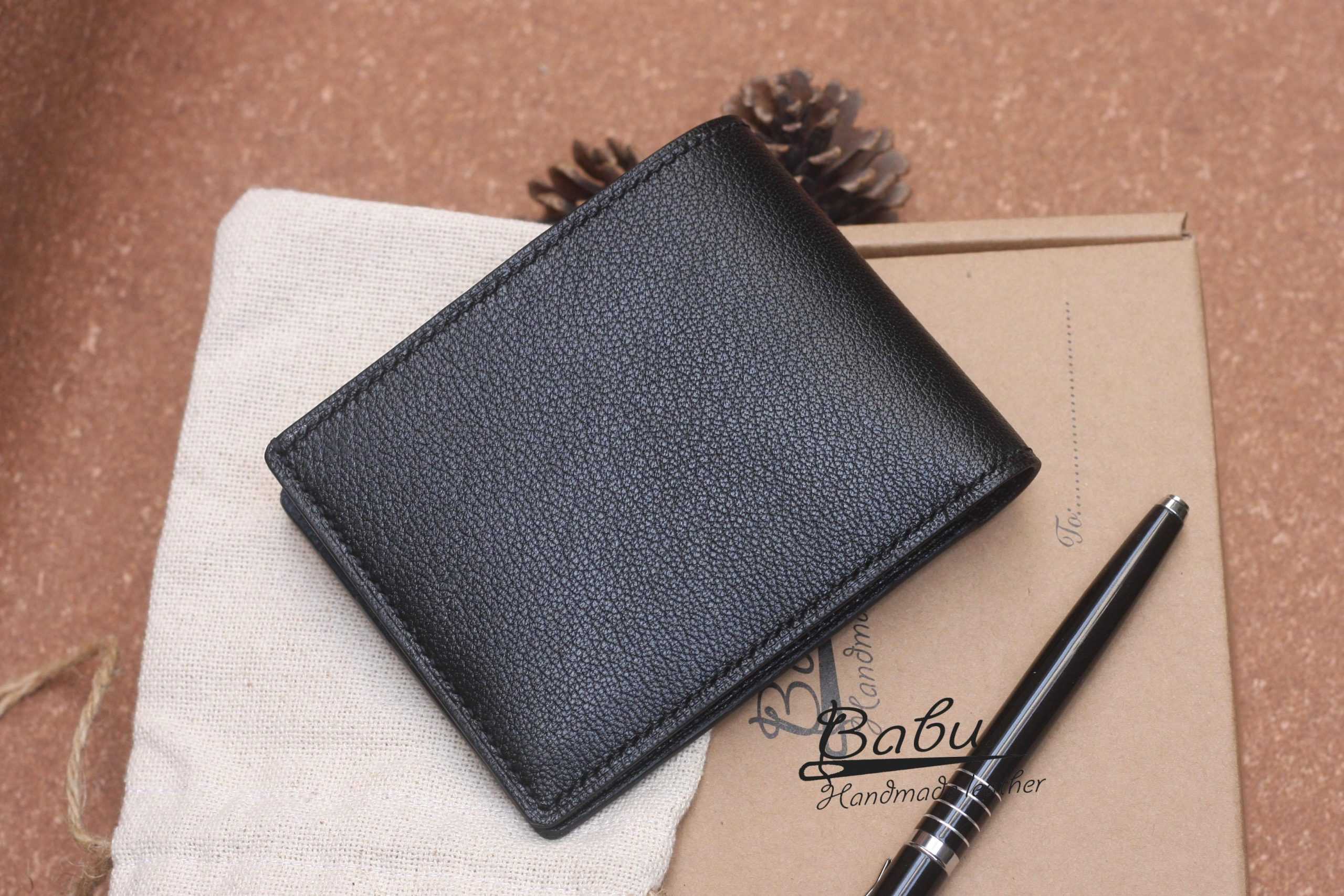 Black Milled Cow leather wallet, Luxury leather wallet for men WL310