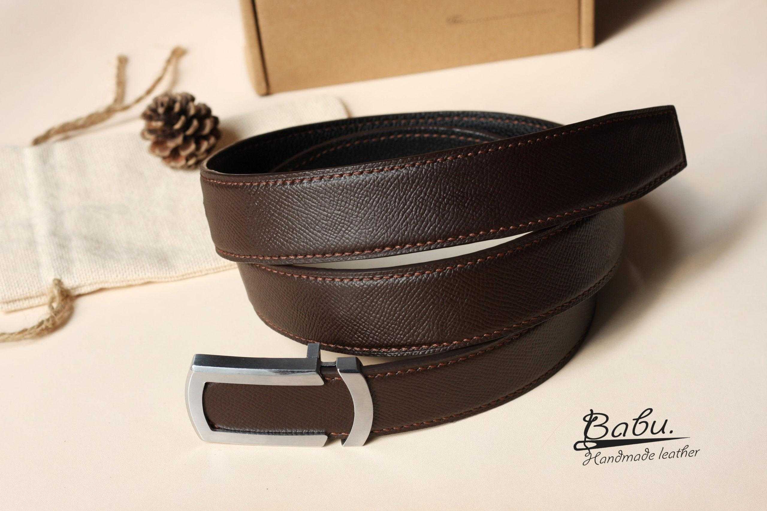 Custom Black Epsom Leather Padded Belt