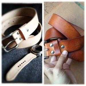 handmade vegetable tanned leather belts after time using