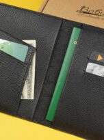 Black Epsom leather passport cover