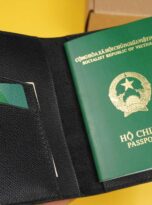 Black Epsom leather passport cover