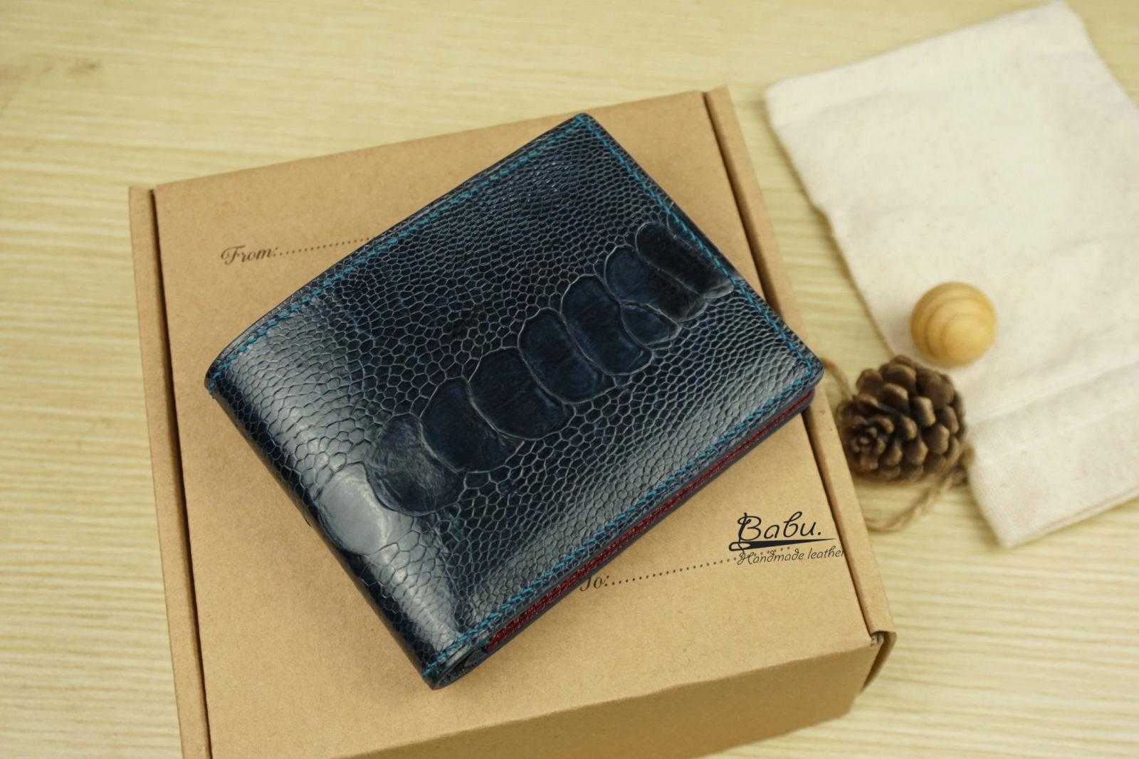 Gift for Him Ostrich Bifold Wallet