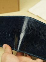 Vi da da dieu xanh Navy Blue Ostrich Leg Leather Wallet 2