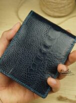 Vi da da dieu xanh Navy Blue Ostrich Leg Leather Wallet 3