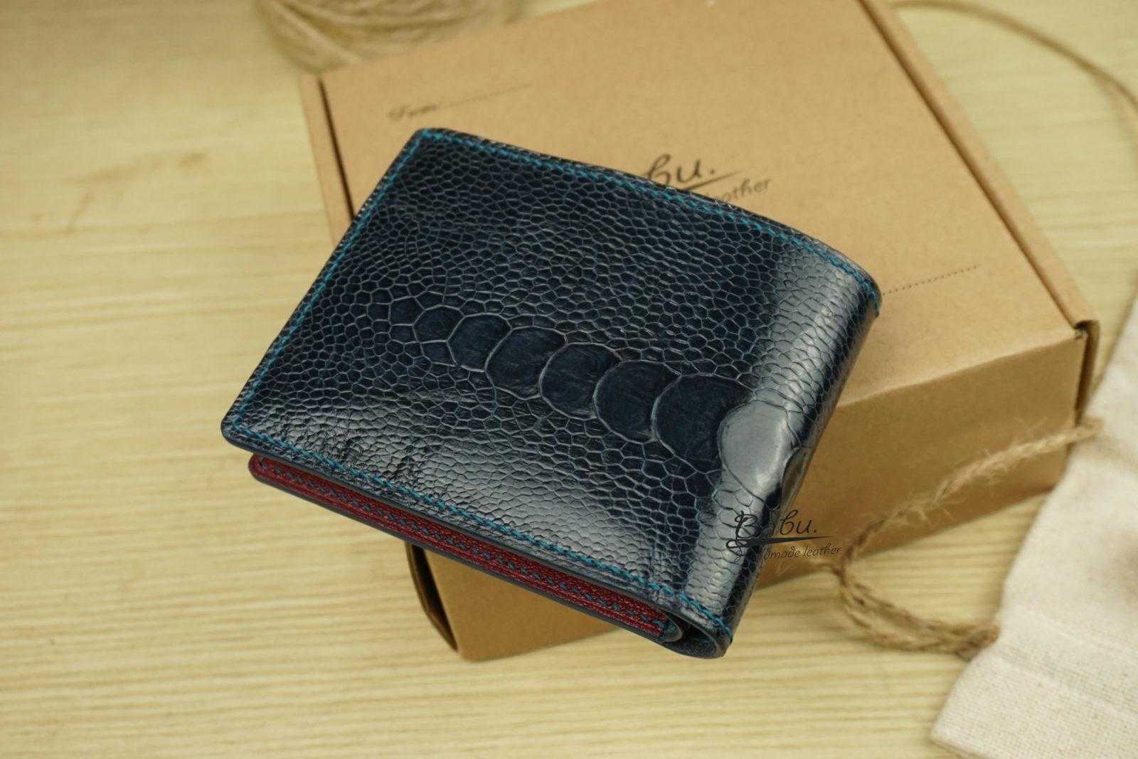 Ostrich Wallet → Real Ostrich Leather → Green Ostrich Skin Wallet → Matching Ostrich Leather Interior