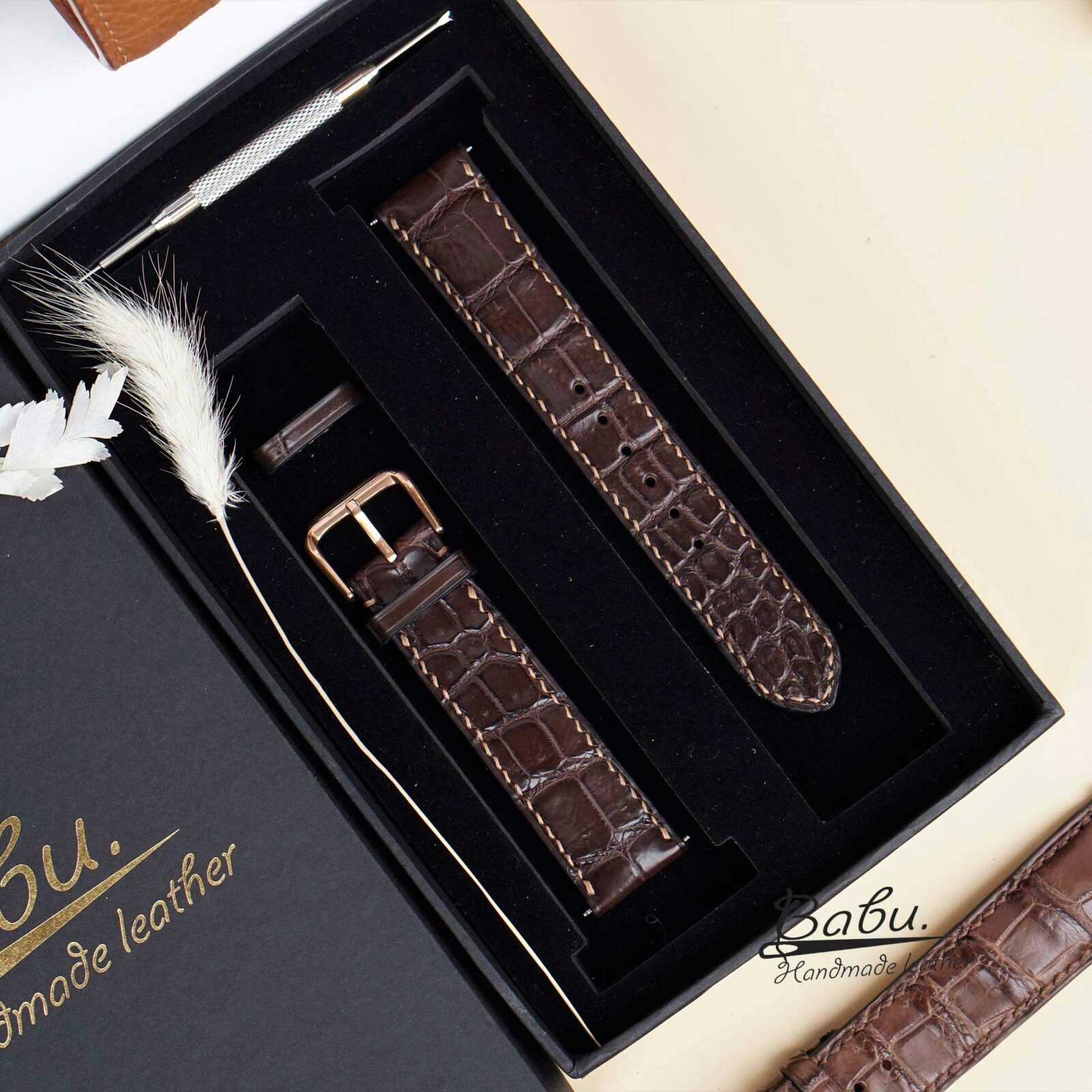 Pesno Suitable for LV Tambour Crocodile Leather Watchstrap Black Dark Brown  Men Watch Band Watch Accessories - AliExpress