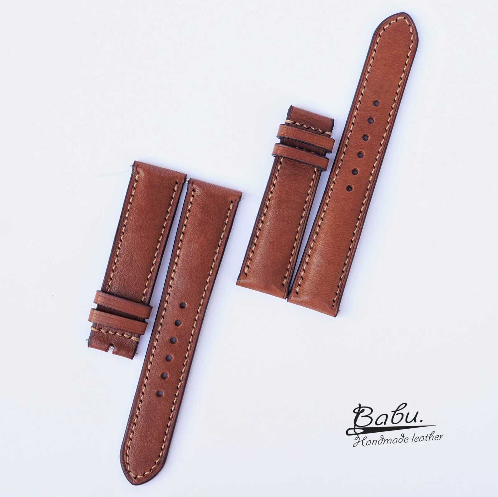 .com: Handdn Handmade Patina Golden Vachetta Leather Watch