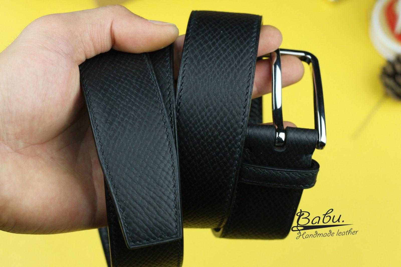 Handmade Black Utah Calf Leather Belt, Mens designer belts LB048