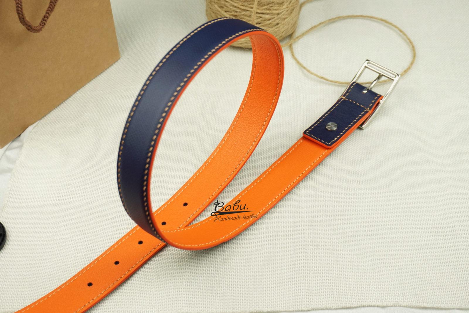 Handmade Navy Blue Epsom Leather Belt LB060