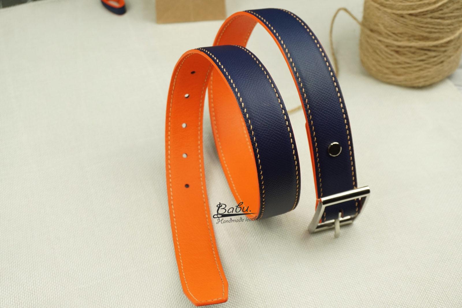 Handmade Navy Blue Epsom Leather Belt LB060