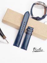 Shinki Hikaku Shell Cordovan leather watch strap in dark blue (8)