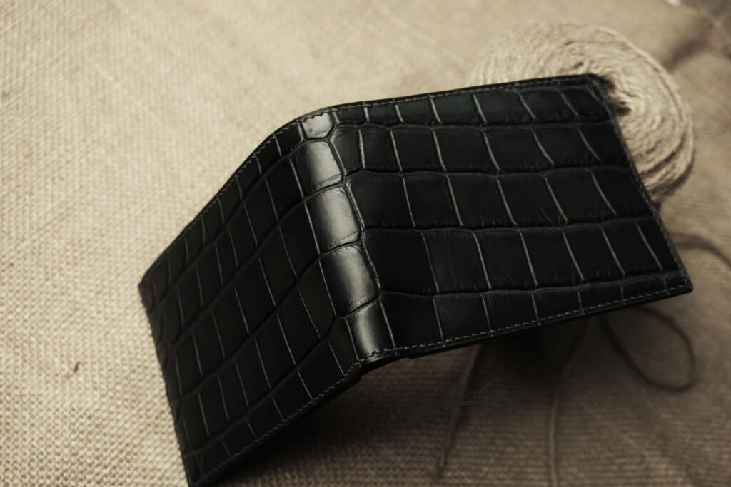 Handmade Black Alligator Wallet, Full Grain Alligator Leather