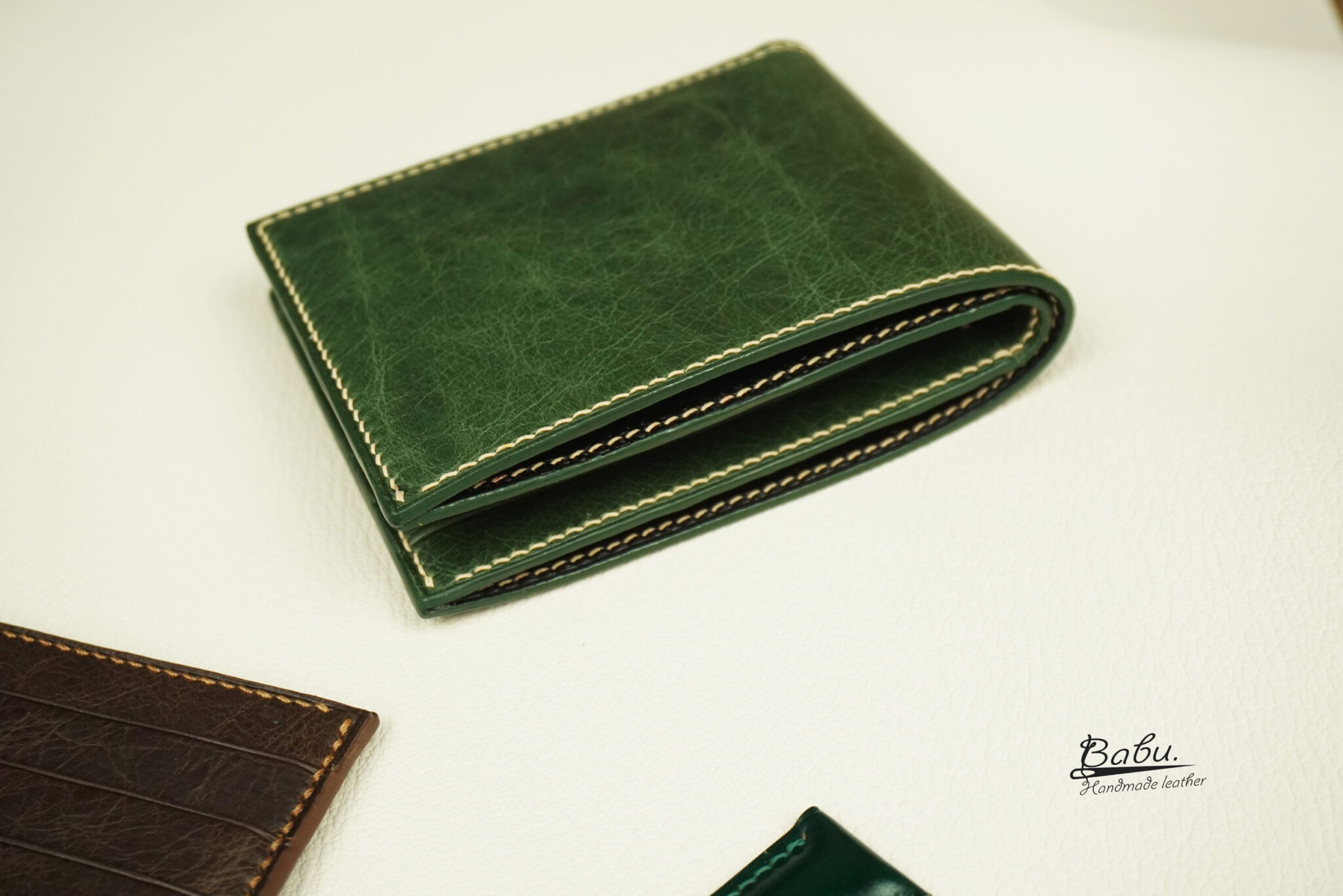 FULL-ZIP WALLET 19 IN MOSS GREEN EMBOSSED CALFSKIN main image 1