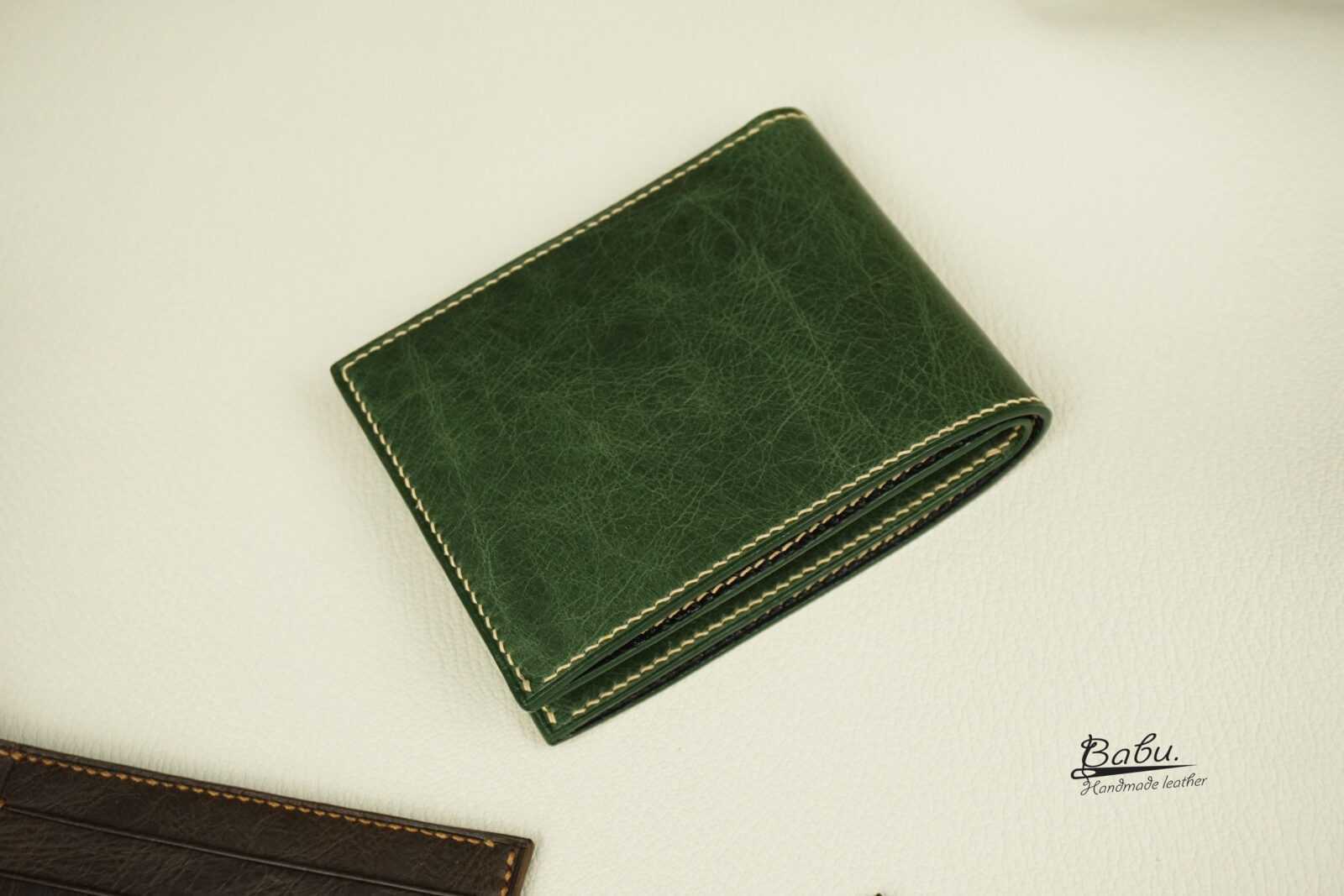 Moss Green Tuscany Vintage Leather Wallet, Handmade Cow Bifold