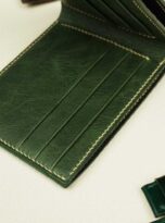 moss green vintage cow leather wallet (8)