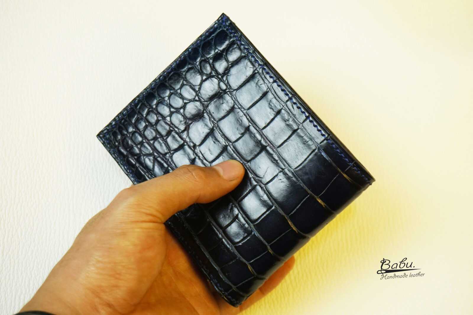 Men's Designer Brown Leather Bifold Wallet in French Calf and Alligator
