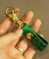 Lizard Leather Keychain Belt Snap, Handmade Green leather Key Fob KC014