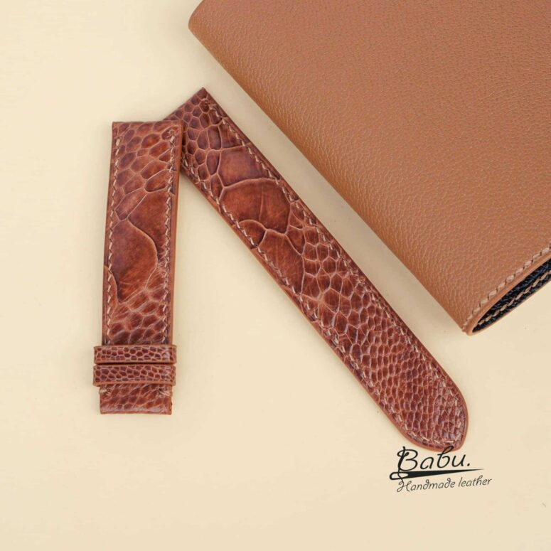 Handmade Brown Ostrich watch strap